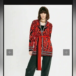 Red Geometric Women's Cardigan